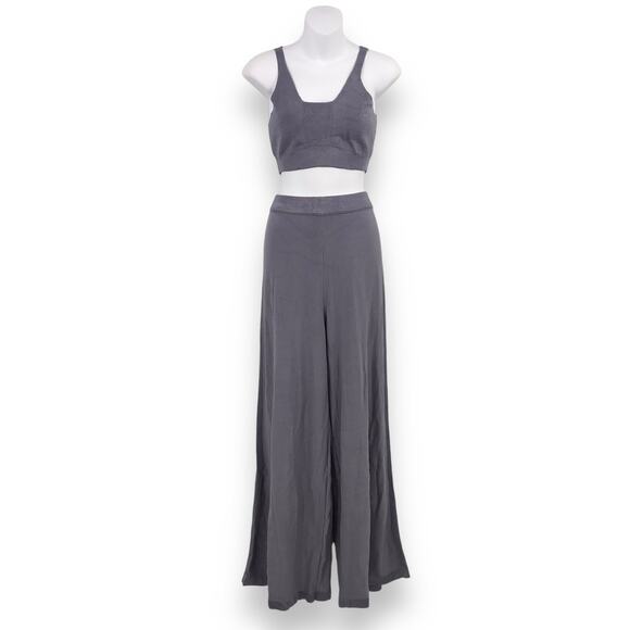 Free People Show Off 2 Piece Set L Crop Tank Brami Bra Top & Wide Leg Pants NWD - Picture 1 of 16